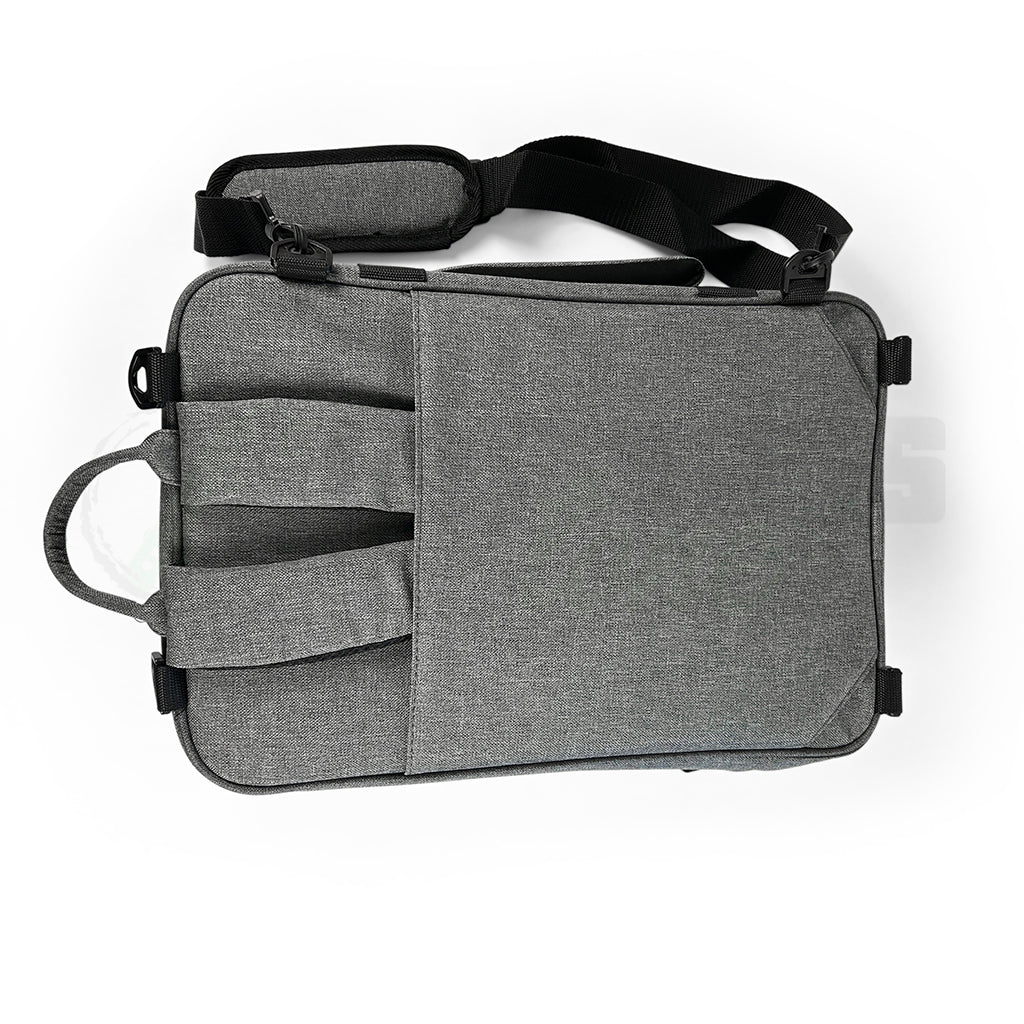 back view of the Trickfish Bullhead Bass Amplifier Bag showing where the shoulder straps slip into a sleeve