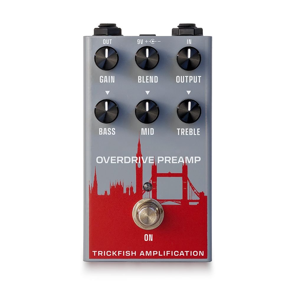 Front view of Trickfish Overdrive Bass Pedal