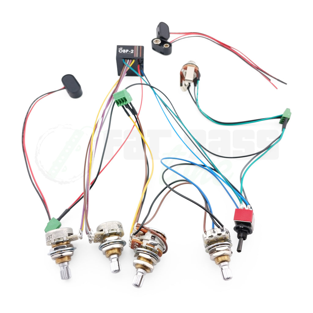 Aguilar OBP-2 Bass Preamp Custom Kit with a Volume, blend, treble, bass, active passive switch configuration