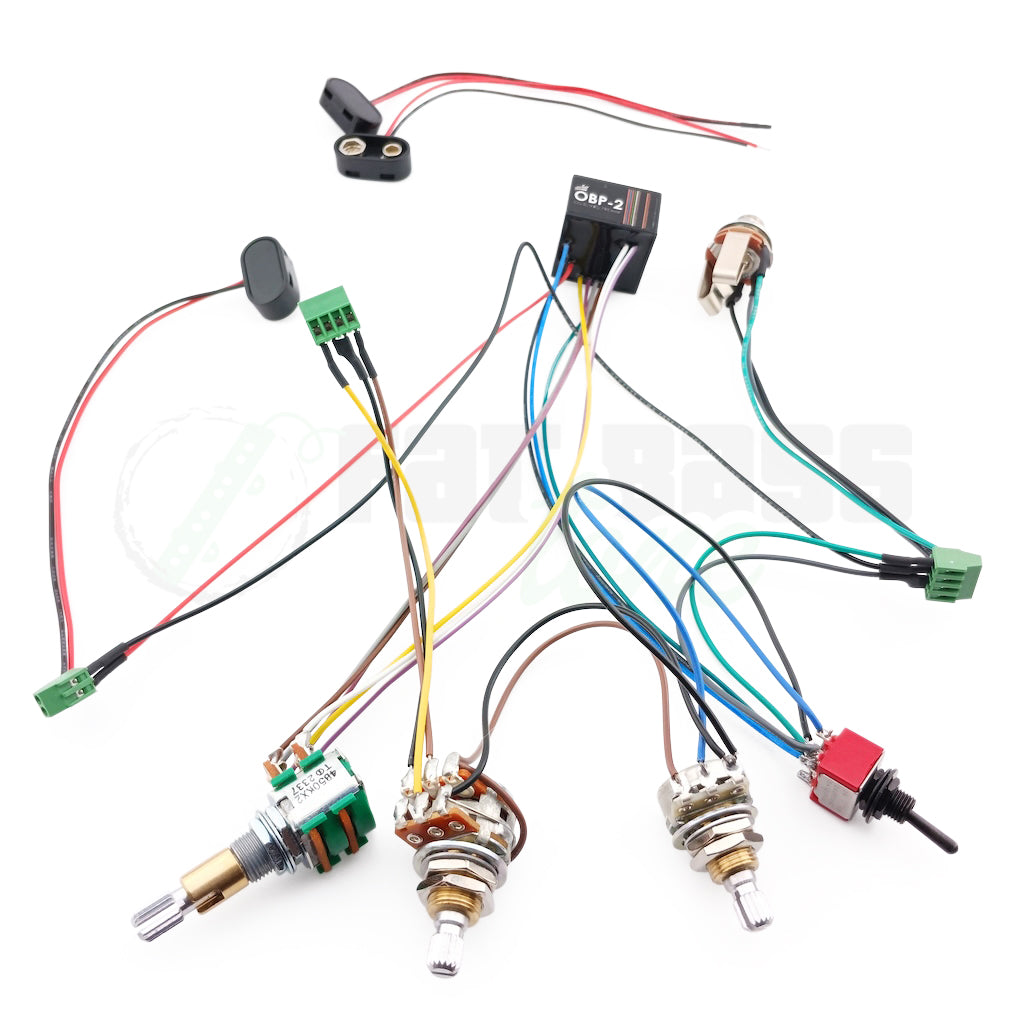 Aguilar OBP-2 Bass Preamp Custom Kit with a Volume, blend, treble/bass stack, active passive switch configuration