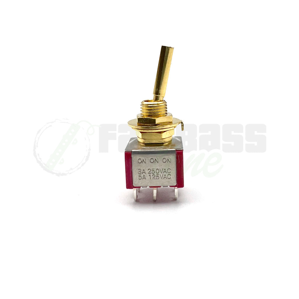 Gold version of the 3 Way (On-On-On) Flat Mini Switch