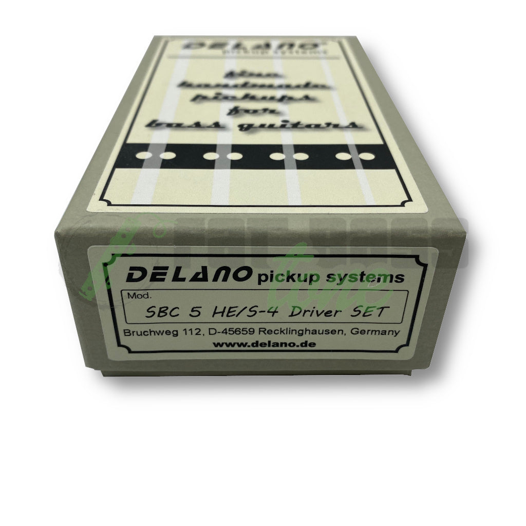 View of packaging for Delano SBC5 HE/S-4 5 String Bass Pickups