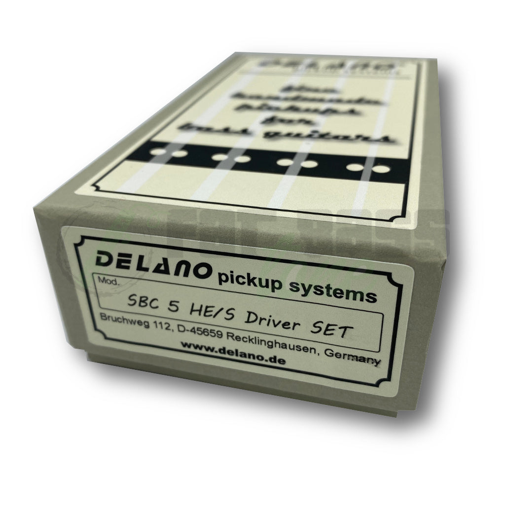 View of Packaging for Delano SBC5 HE-S Driver 5 String Soapbar Bass Pickup