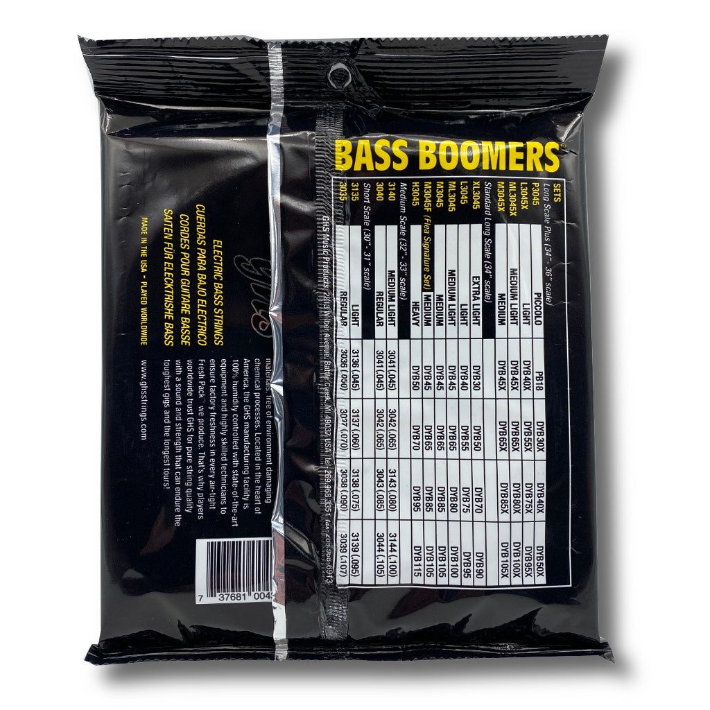 GHS Boomers 4-String Bass Strings M3045 Medium 45-105 - Vision Guitar