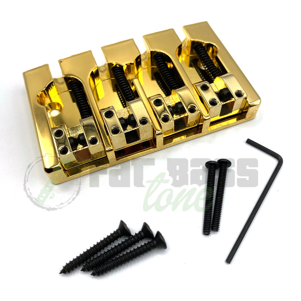 front view of Hipshot A Style Fender® Mount 1 Bridge Gold for Bass Guitar