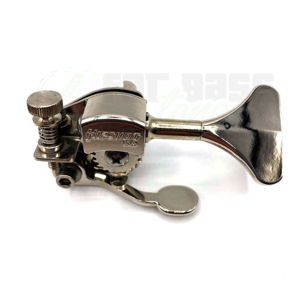 Ultralight HE6Y Shiny Nickel Front view of the Hipshot Bass Xtender