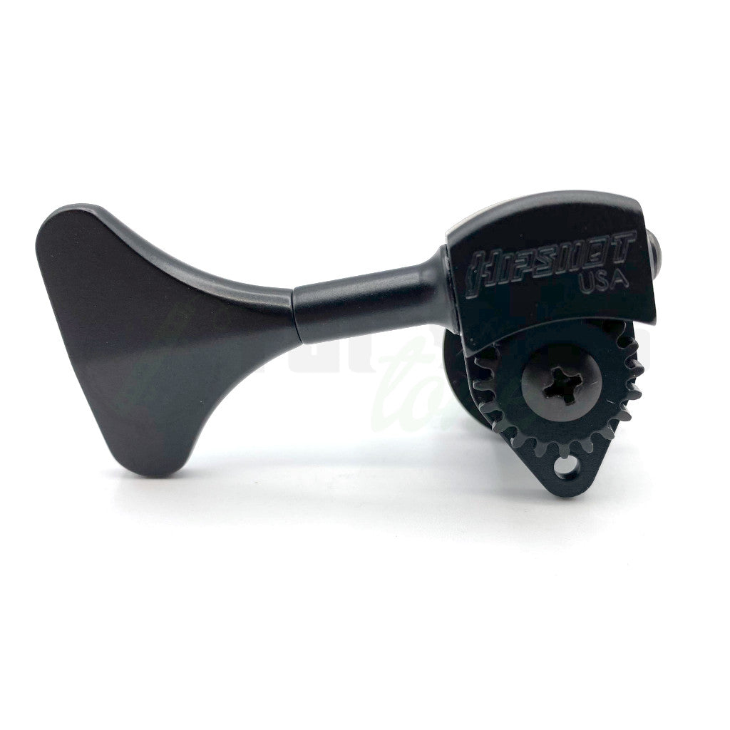  Gear view of Hipshot Ultralight 1/2&quot; Black Bass Treble Side Tuner 
