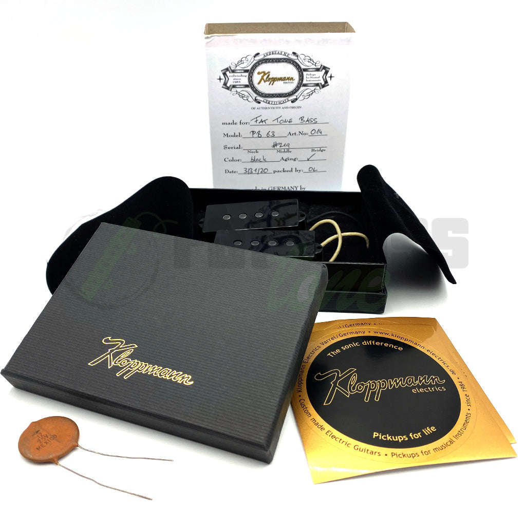 View of Packaging and Pickups for Kloppmann PB63 4 String Precision Bass® Pickup