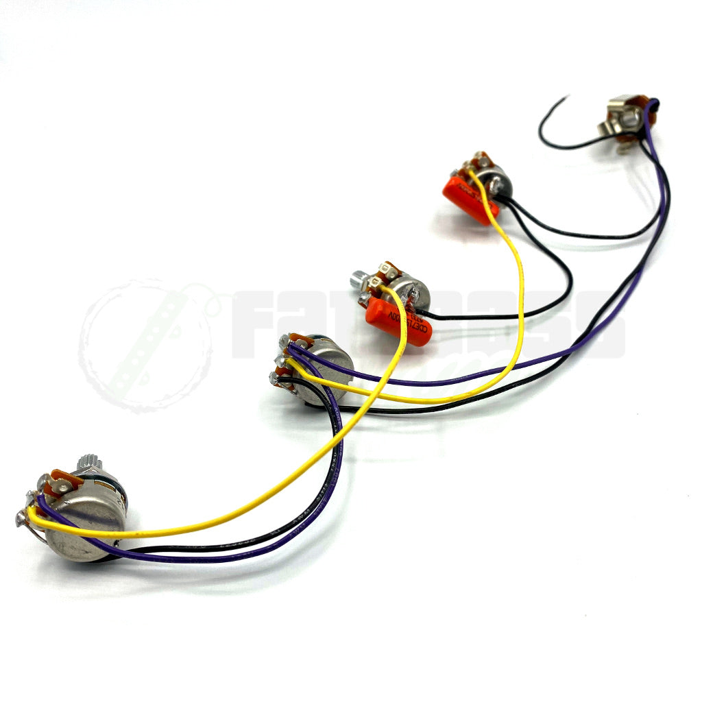 front view of Pre-Wired Passive Harness for Bass Guitar (Volume-Volume-Tone-Tone)