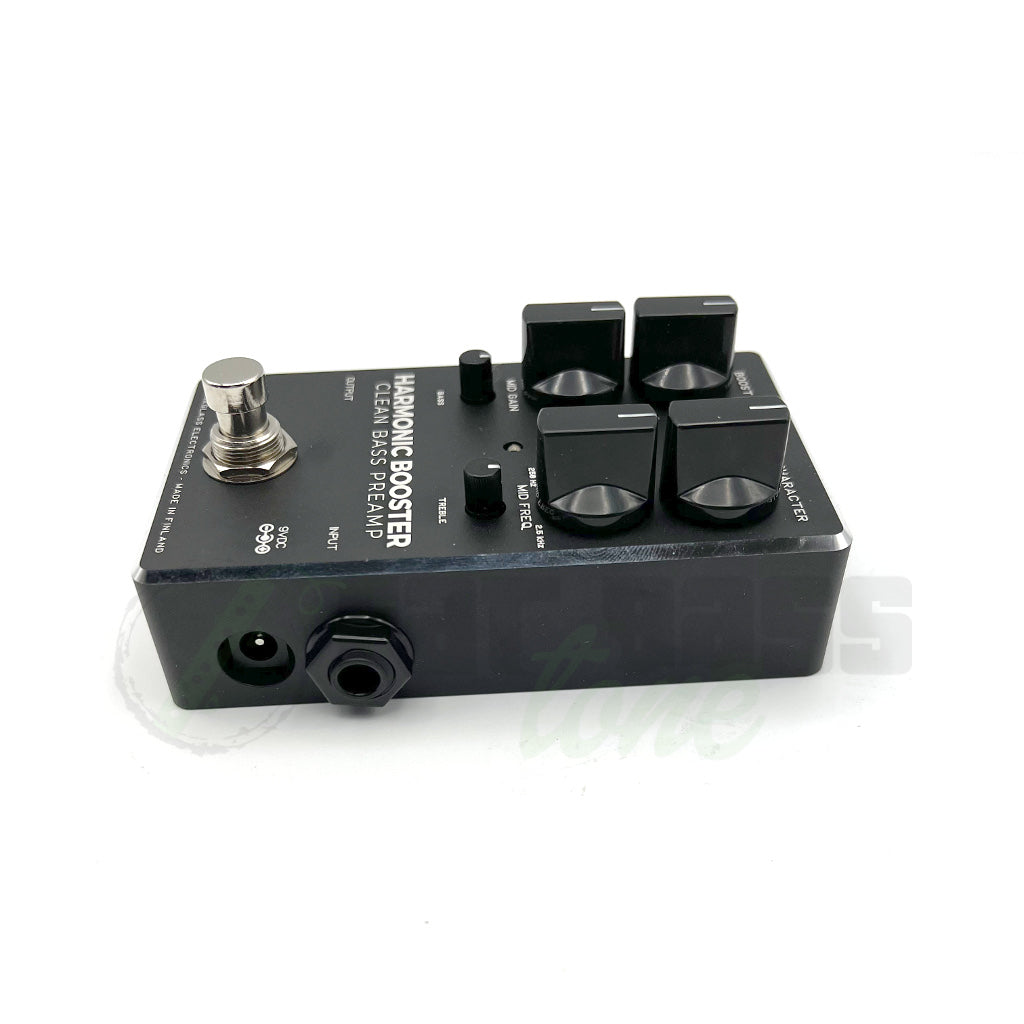 side view of Darkglass Harmonic Booster Bass Preamp Pedal showing input and power