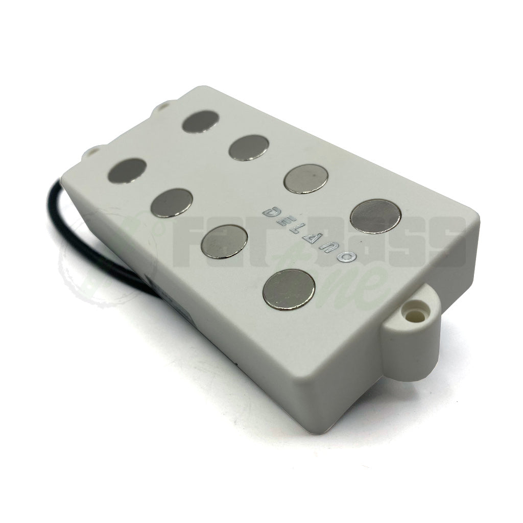 front view of Delano MC4 FE/M2 4 String Music Man® Bass Pickup in white colored shell