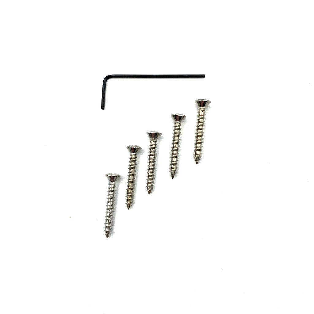top view of Chrome Screws &amp; Allen Wrench