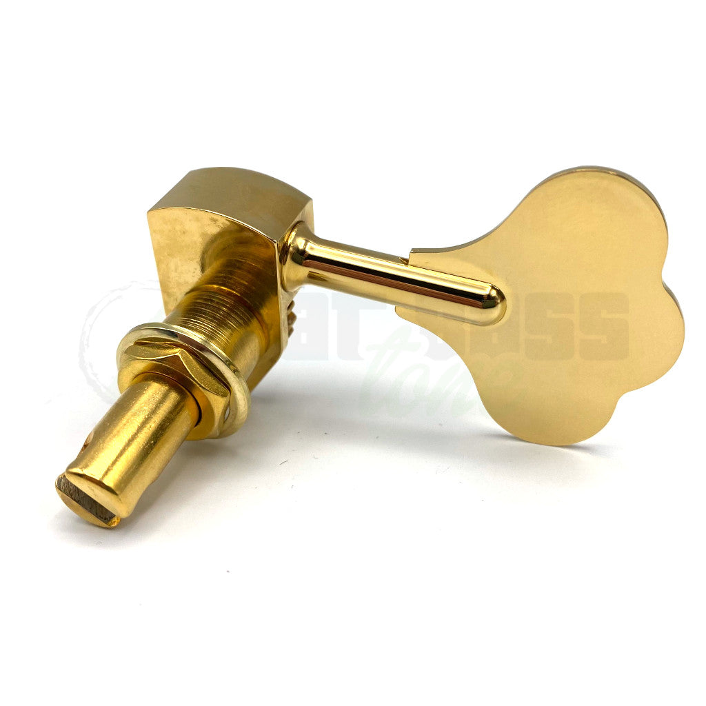 front view of Hipshot Ultralight Clover Treble Tuner in Gold