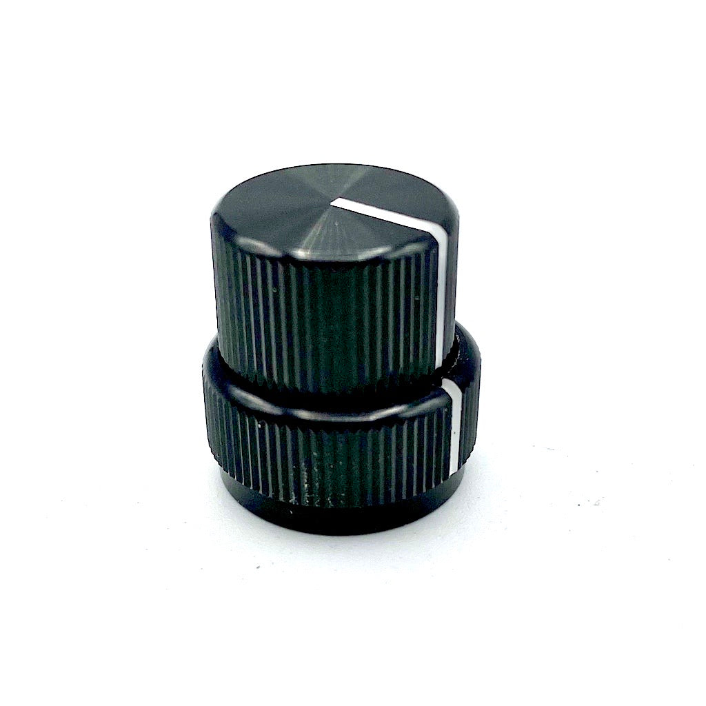 front side view of Sadowsky Style Concentric Black Aluminum Knobs