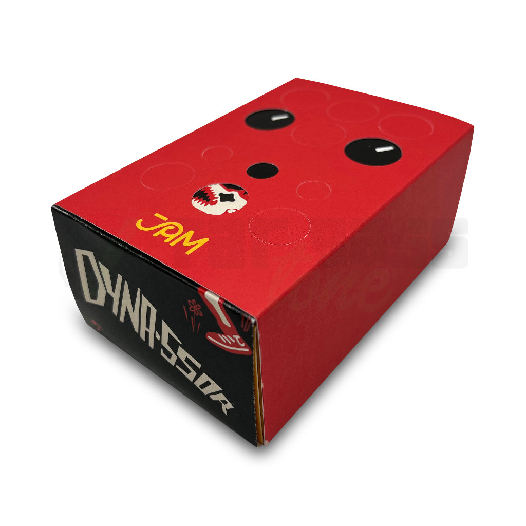 view of packaging for JAM Pedals Dana-ssoR bass compressor sustainer pedal
