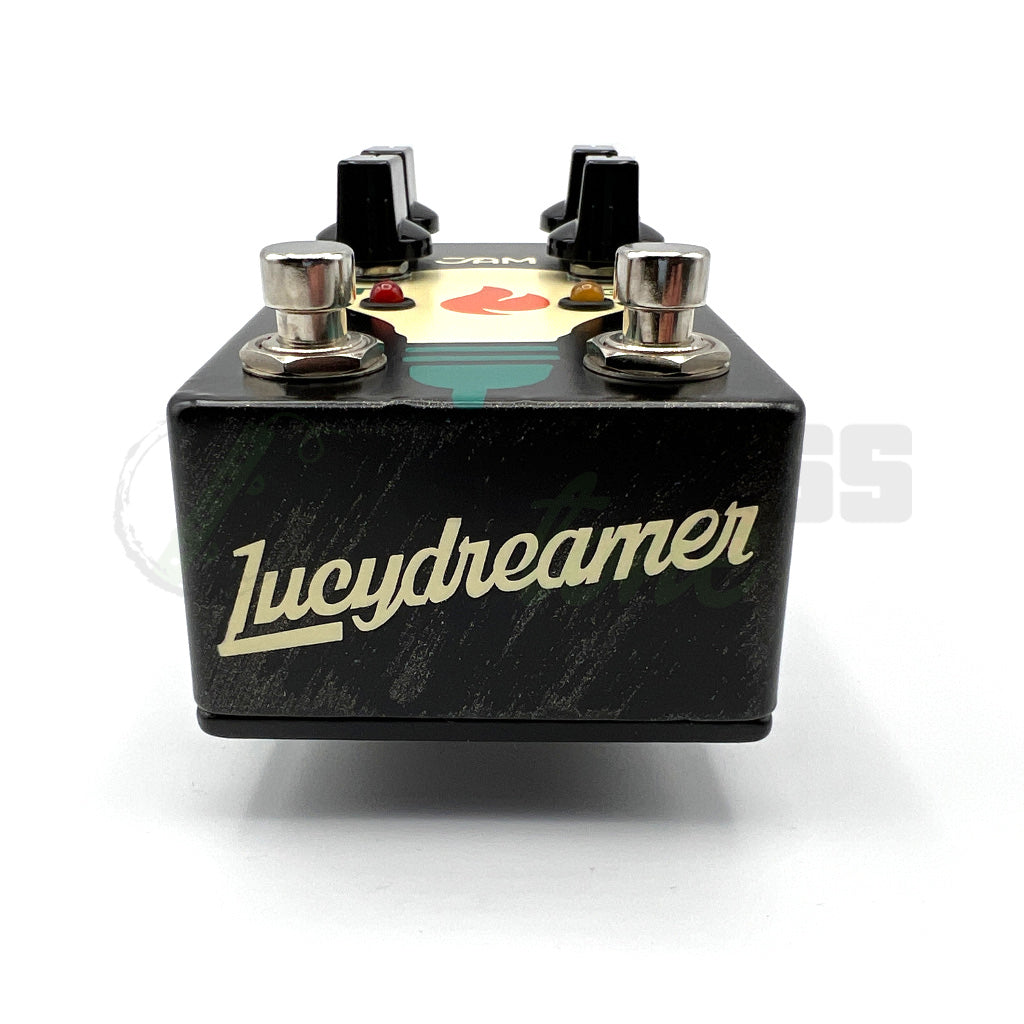 lower front logo view of Jam Lucydreamer Bass Overdrive Pedal