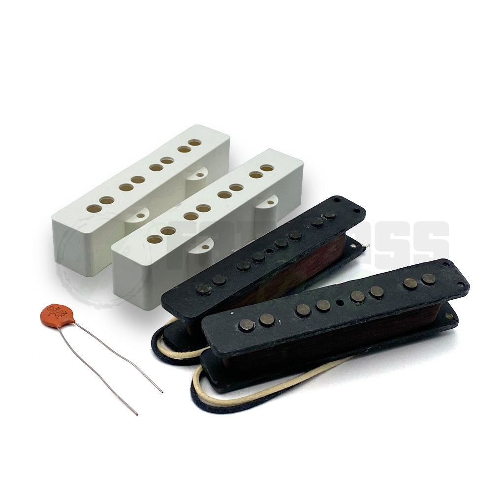 front side view of Kloppmann 4 String JB71 Jazz Bass® Pickups with parchment covers