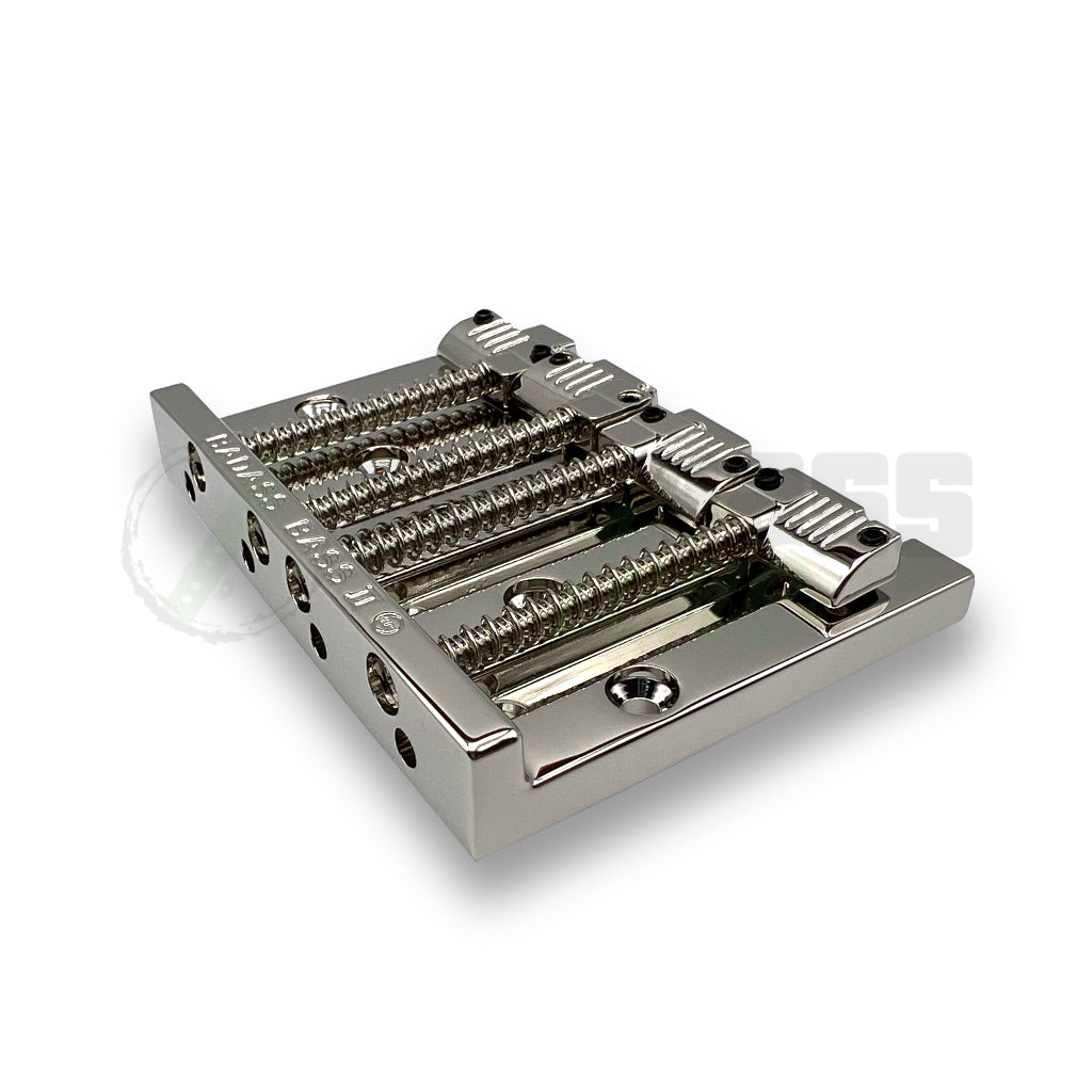 nickel logo view of the Leo Quan Badass II Bass Bridge