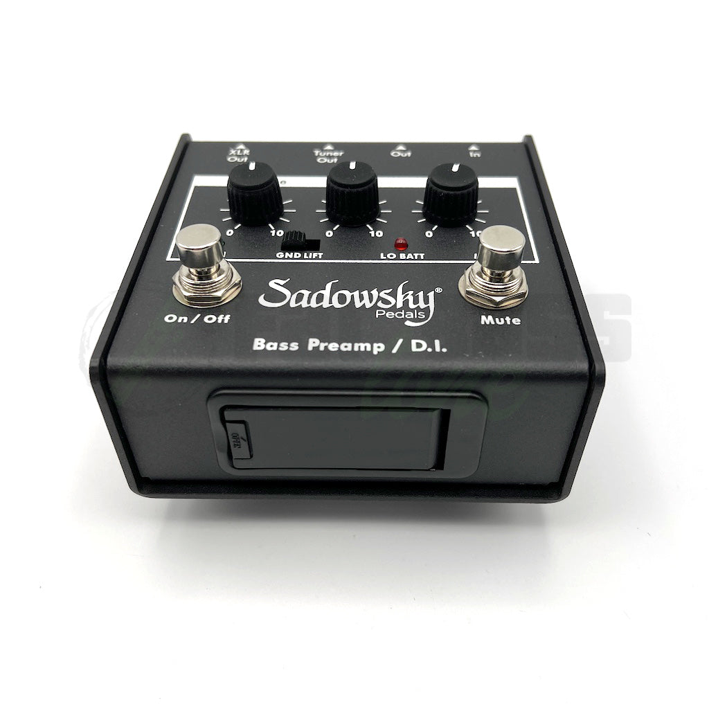 front low angle straight on view of Sadowsky SPB-1 (V2) Bass Preamp / DI Pedal